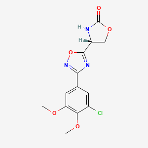 molecular formula C13H12ClN3O5 B7344742 (4R)-4-[3-(3-chloro-4,5-dimethoxyphenyl)-1,2,4-oxadiazol-5-yl]-1,3-oxazolidin-2-one 