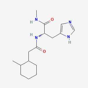 molecular formula C16H26N4O2 B7344809 (2S)-3-(1H-imidazol-5-yl)-N-methyl-2-[[2-(2-methylcyclohexyl)acetyl]amino]propanamide 