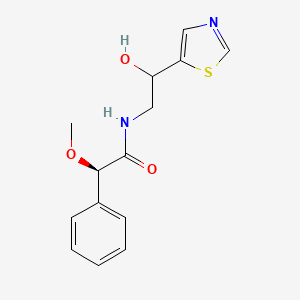molecular formula C14H16N2O3S B7344869 (2R)-N-[2-hydroxy-2-(1,3-thiazol-5-yl)ethyl]-2-methoxy-2-phenylacetamide 
