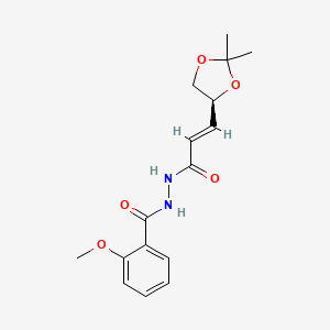 molecular formula C16H20N2O5 B7344890 N'-[(E)-3-[(4S)-2,2-dimethyl-1,3-dioxolan-4-yl]prop-2-enoyl]-2-methoxybenzohydrazide 