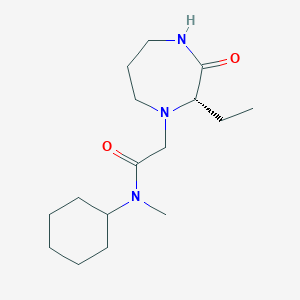 molecular formula C16H29N3O2 B7346537 N-cyclohexyl-2-[(2S)-2-ethyl-3-oxo-1,4-diazepan-1-yl]-N-methylacetamide 