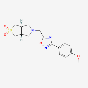 molecular formula C16H19N3O4S B7346662 (3aS,6aR)-5-[[3-(4-methoxyphenyl)-1,2,4-oxadiazol-5-yl]methyl]-1,3,3a,4,6,6a-hexahydrothieno[3,4-c]pyrrole 2,2-dioxide 