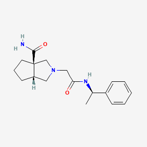 molecular formula C18H25N3O2 B7346683 (3aR,6aR)-2-[2-oxo-2-[[(1R)-1-phenylethyl]amino]ethyl]-1,3,4,5,6,6a-hexahydrocyclopenta[c]pyrrole-3a-carboxamide 