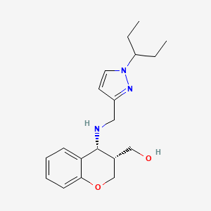 molecular formula C19H27N3O2 B7346947 [(3R,4R)-4-[(1-pentan-3-ylpyrazol-3-yl)methylamino]-3,4-dihydro-2H-chromen-3-yl]methanol 