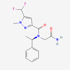 molecular formula C16H18F2N4O2 B7347119 N-(2-amino-2-oxoethyl)-5-(difluoromethyl)-1-methyl-N-[(1R)-1-phenylethyl]pyrazole-3-carboxamide 