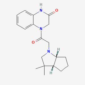 molecular formula C19H25N3O2 B7347134 4-[2-[(3aR,6aR)-3,3-dimethyl-2,3a,4,5,6,6a-hexahydrocyclopenta[b]pyrrol-1-yl]acetyl]-1,3-dihydroquinoxalin-2-one 