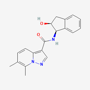 molecular formula C19H19N3O2 B7347238 N-[(1R,2S)-2-hydroxy-2,3-dihydro-1H-inden-1-yl]-6,7-dimethylpyrazolo[1,5-a]pyridine-3-carboxamide 