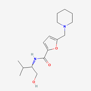 molecular formula C16H26N2O3 B7347292 N-[(2S)-1-hydroxy-3-methylbutan-2-yl]-5-(piperidin-1-ylmethyl)furan-2-carboxamide 
