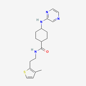 molecular formula C18H24N4OS B7347303 N-[2-(3-methylthiophen-2-yl)ethyl]-4-(pyrazin-2-ylamino)cyclohexane-1-carboxamide 