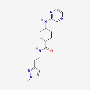molecular formula C17H24N6O B7347328 N-[2-(1-methylpyrazol-3-yl)ethyl]-4-(pyrazin-2-ylamino)cyclohexane-1-carboxamide 