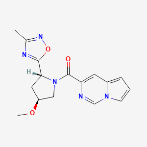 molecular formula C16H17N5O3 B7347386 [(2R,4S)-4-methoxy-2-(3-methyl-1,2,4-oxadiazol-5-yl)pyrrolidin-1-yl]-pyrrolo[1,2-c]pyrimidin-3-ylmethanone 