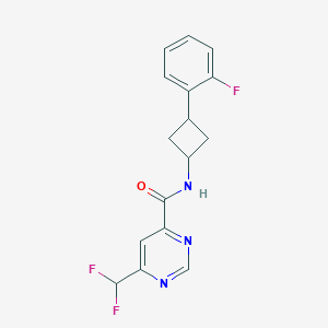 molecular formula C16H14F3N3O B7347504 6-(difluoromethyl)-N-[3-(2-fluorophenyl)cyclobutyl]pyrimidine-4-carboxamide 