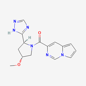 molecular formula C15H16N6O2 B7347561 [(2S,4R)-4-methoxy-2-(1H-1,2,4-triazol-5-yl)pyrrolidin-1-yl]-pyrrolo[1,2-c]pyrimidin-3-ylmethanone 