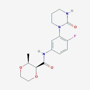 molecular formula C16H20FN3O4 B7347689 (2S,3S)-N-[4-fluoro-3-(2-oxo-1,3-diazinan-1-yl)phenyl]-3-methyl-1,4-dioxane-2-carboxamide 
