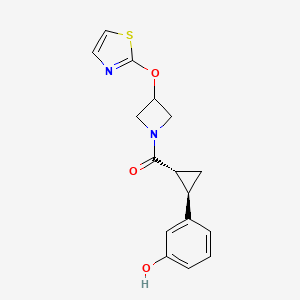molecular formula C16H16N2O3S B7347725 [(1R,2R)-2-(3-hydroxyphenyl)cyclopropyl]-[3-(1,3-thiazol-2-yloxy)azetidin-1-yl]methanone 
