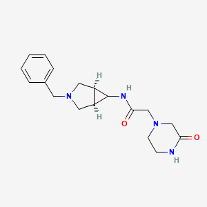 molecular formula C18H24N4O2 B7347829 N-[(1S,5R)-3-benzyl-3-azabicyclo[3.1.0]hexan-6-yl]-2-(3-oxopiperazin-1-yl)acetamide 