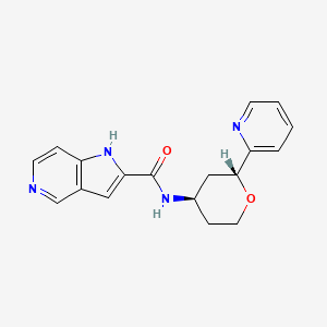 molecular formula C18H18N4O2 B7347903 N-[(2R,4R)-2-pyridin-2-yloxan-4-yl]-1H-pyrrolo[3,2-c]pyridine-2-carboxamide 