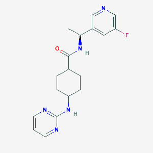 molecular formula C18H22FN5O B7347969 N-[(1S)-1-(5-fluoropyridin-3-yl)ethyl]-4-(pyrimidin-2-ylamino)cyclohexane-1-carboxamide 