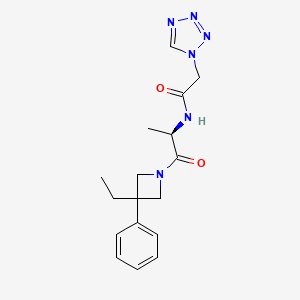 molecular formula C17H22N6O2 B7347973 N-[(2R)-1-(3-ethyl-3-phenylazetidin-1-yl)-1-oxopropan-2-yl]-2-(tetrazol-1-yl)acetamide 