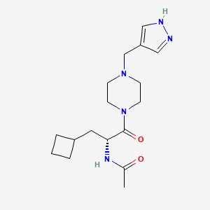 molecular formula C17H27N5O2 B7348073 N-[(2R)-3-cyclobutyl-1-oxo-1-[4-(1H-pyrazol-4-ylmethyl)piperazin-1-yl]propan-2-yl]acetamide 