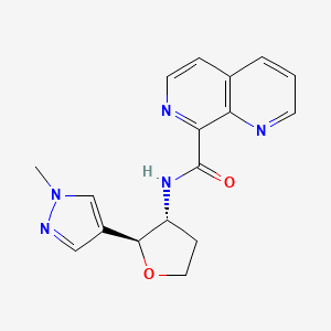 molecular formula C17H17N5O2 B7348114 N-[(2S,3R)-2-(1-methylpyrazol-4-yl)oxolan-3-yl]-1,7-naphthyridine-8-carboxamide 