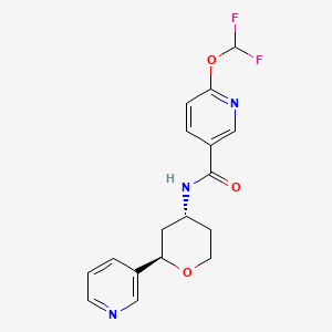 molecular formula C17H17F2N3O3 B7348154 6-(difluoromethoxy)-N-[(2R,4R)-2-pyridin-3-yloxan-4-yl]pyridine-3-carboxamide 