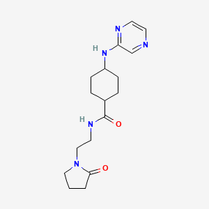 molecular formula C17H25N5O2 B7348194 N-[2-(2-oxopyrrolidin-1-yl)ethyl]-4-(pyrazin-2-ylamino)cyclohexane-1-carboxamide 