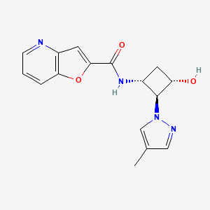 molecular formula C16H16N4O3 B7348277 N-[(1R,2S,3S)-3-hydroxy-2-(4-methylpyrazol-1-yl)cyclobutyl]furo[3,2-b]pyridine-2-carboxamide 
