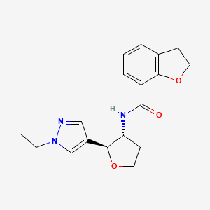 molecular formula C18H21N3O3 B7348317 N-[(2S,3R)-2-(1-ethylpyrazol-4-yl)oxolan-3-yl]-2,3-dihydro-1-benzofuran-7-carboxamide 