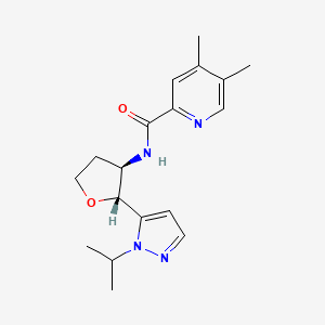molecular formula C18H24N4O2 B7348417 4,5-dimethyl-N-[(2R,3R)-2-(2-propan-2-ylpyrazol-3-yl)oxolan-3-yl]pyridine-2-carboxamide 