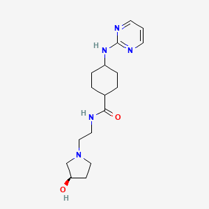 molecular formula C17H27N5O2 B7348450 N-[2-[(3R)-3-hydroxypyrrolidin-1-yl]ethyl]-4-(pyrimidin-2-ylamino)cyclohexane-1-carboxamide 