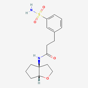 molecular formula C16H22N2O4S B7348561 N-[(3aS,6aR)-2,3,4,5,6,6a-hexahydrocyclopenta[b]furan-3a-yl]-3-(3-sulfamoylphenyl)propanamide 