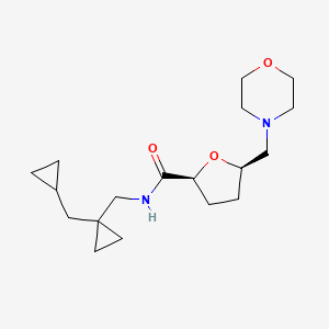 molecular formula C18H30N2O3 B7348577 (2S,5R)-N-[[1-(cyclopropylmethyl)cyclopropyl]methyl]-5-(morpholin-4-ylmethyl)oxolane-2-carboxamide 