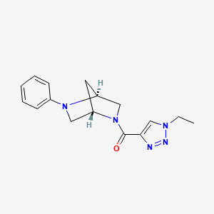 molecular formula C16H19N5O B7348588 (1-ethyltriazol-4-yl)-[(1S,4S)-5-phenyl-2,5-diazabicyclo[2.2.1]heptan-2-yl]methanone 