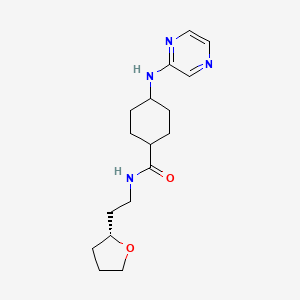molecular formula C17H26N4O2 B7348626 N-[2-[(2R)-oxolan-2-yl]ethyl]-4-(pyrazin-2-ylamino)cyclohexane-1-carboxamide 