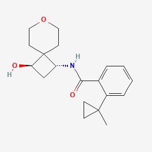 molecular formula C19H25NO3 B7348640 N-[(1R,3R)-3-hydroxy-7-oxaspiro[3.5]nonan-1-yl]-2-(1-methylcyclopropyl)benzamide 
