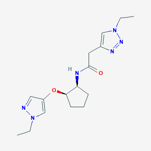 molecular formula C16H24N6O2 B7348657 N-[(1S,2R)-2-(1-ethylpyrazol-4-yl)oxycyclopentyl]-2-(1-ethyltriazol-4-yl)acetamide 