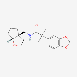 molecular formula C19H25NO4 B7348764 N-[[(3aR,6aR)-2,3,4,5,6,6a-hexahydrocyclopenta[b]furan-3a-yl]methyl]-2-(1,3-benzodioxol-5-yl)-2-methylpropanamide 