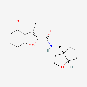 molecular formula C18H23NO4 B7348791 N-[[(3aR,6aR)-2,3,4,5,6,6a-hexahydrocyclopenta[b]furan-3a-yl]methyl]-3-methyl-4-oxo-6,7-dihydro-5H-1-benzofuran-2-carboxamide 