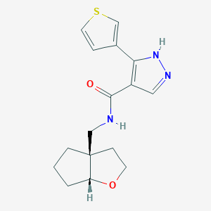 molecular formula C16H19N3O2S B7348797 N-[[(3aR,6aR)-2,3,4,5,6,6a-hexahydrocyclopenta[b]furan-3a-yl]methyl]-5-thiophen-3-yl-1H-pyrazole-4-carboxamide 