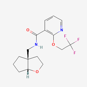 molecular formula C16H19F3N2O3 B7348828 N-[[(3aR,6aR)-2,3,4,5,6,6a-hexahydrocyclopenta[b]furan-3a-yl]methyl]-2-(2,2,2-trifluoroethoxy)pyridine-3-carboxamide 