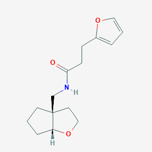 molecular formula C15H21NO3 B7348836 N-[[(3aR,6aR)-2,3,4,5,6,6a-hexahydrocyclopenta[b]furan-3a-yl]methyl]-3-(furan-2-yl)propanamide 