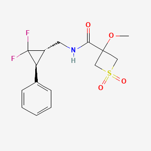 molecular formula C15H17F2NO4S B7348851 N-[[(1S,3S)-2,2-difluoro-3-phenylcyclopropyl]methyl]-3-methoxy-1,1-dioxothietane-3-carboxamide 