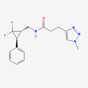 molecular formula C16H18F2N4O B7348860 N-[[(1S,3S)-2,2-difluoro-3-phenylcyclopropyl]methyl]-3-(1-methyltriazol-4-yl)propanamide 