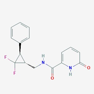 molecular formula C16H14F2N2O2 B7348888 N-[[(1R,3R)-2,2-difluoro-3-phenylcyclopropyl]methyl]-6-oxo-1H-pyridine-2-carboxamide 