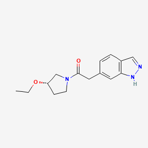molecular formula C15H19N3O2 B7349097 1-[(3S)-3-ethoxypyrrolidin-1-yl]-2-(1H-indazol-6-yl)ethanone 