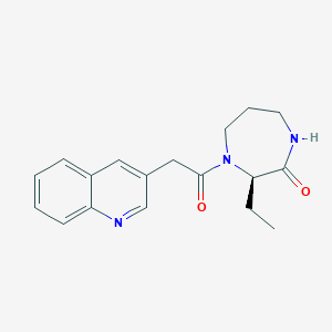molecular formula C18H21N3O2 B7349346 (3R)-3-ethyl-4-(2-quinolin-3-ylacetyl)-1,4-diazepan-2-one 
