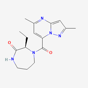 molecular formula C16H21N5O2 B7349352 (3R)-4-(2,5-dimethylpyrazolo[1,5-a]pyrimidine-7-carbonyl)-3-ethyl-1,4-diazepan-2-one 