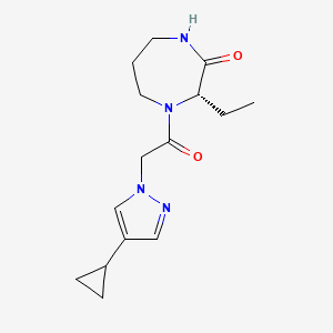 molecular formula C15H22N4O2 B7349461 (3S)-4-[2-(4-cyclopropylpyrazol-1-yl)acetyl]-3-ethyl-1,4-diazepan-2-one 