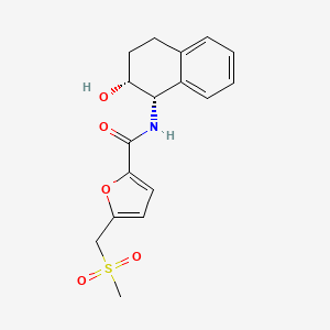 molecular formula C17H19NO5S B7349570 N-[(1S,2R)-2-hydroxy-1,2,3,4-tetrahydronaphthalen-1-yl]-5-(methylsulfonylmethyl)furan-2-carboxamide 
